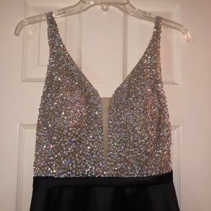 Black prom dress with sequin top